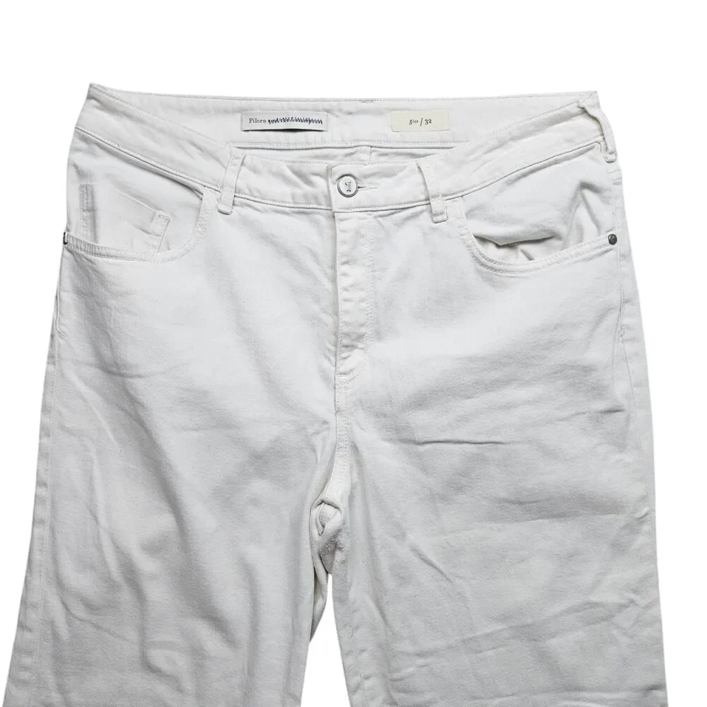 Anthropologie Pilcro Stet Floral Cutout Cropped Jeans Womens 32 White - Picture 9 of 11